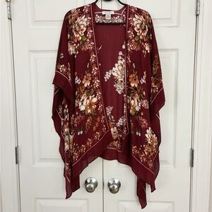 Gorgeous Burgundy Floral Kimono